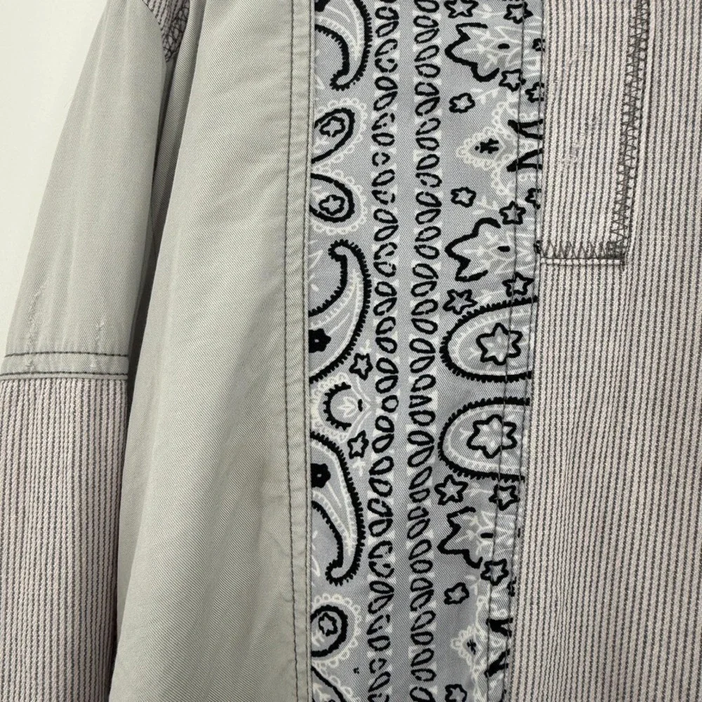 Free People All Patched Up Bandana Patchwork Button Up Shirt Sz S Lagenlook Boho - Picture 10 of 15
